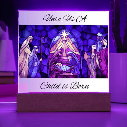 For Unto Us a Child Is Born Acrylic Nativity Scene – Celebrate the True Spirit of Christmas with Elegant Holiday Decor”