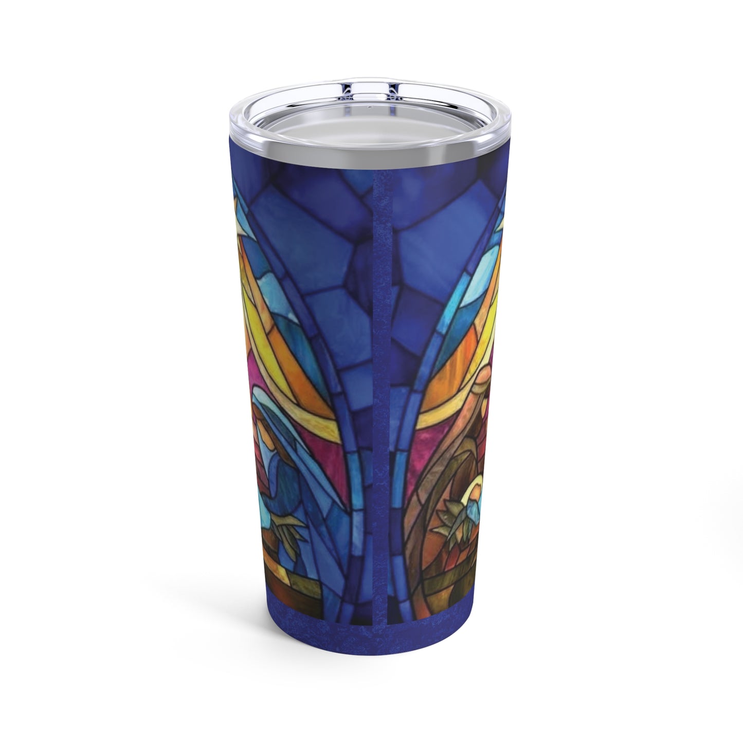 Stained Glass Nativity Scene Tumbler – Inspirational Christmas Gift for Family or Friends