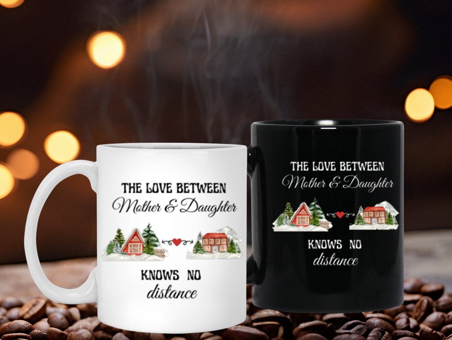 "Love Knows No Distance" Mug - Heartfelt Gift for Mom or Daughter