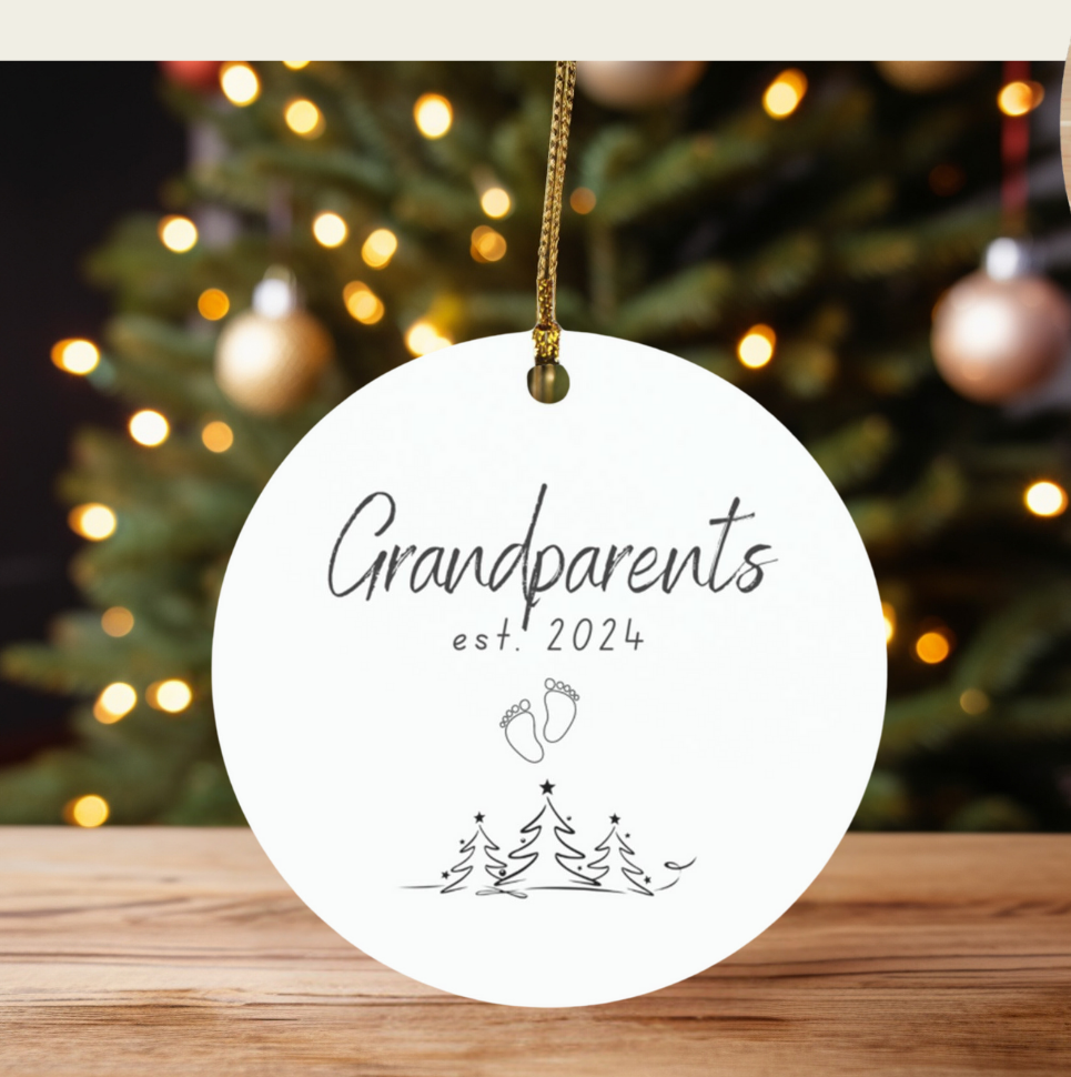 Celebrate New Beginnings with Our ‘Grandparents est. 2024’ Ornament – Ideal for Holiday Gifting