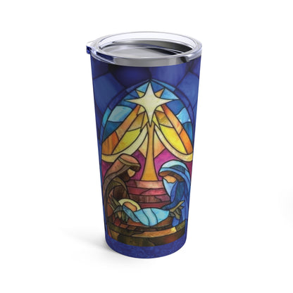 Stained Glass Nativity Scene Tumbler – Inspirational Christmas Gift for Family or Friends