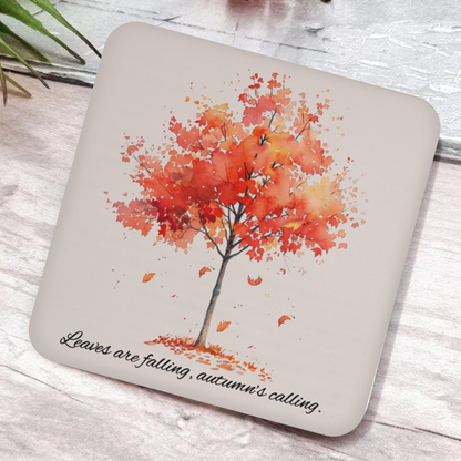 Seasonal 'Leaves are Falling' Coaster - Charming Fall Accessory