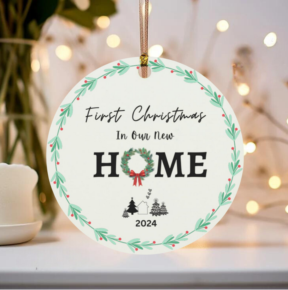 First Christmas in Our New Home Ornament - Festive Circle Keepsake for Holiday Celebrations"