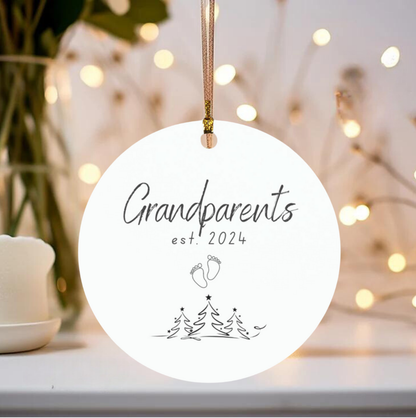 Celebrate New Beginnings with Our ‘Grandparents est. 2024’ Ornament – Ideal for Holiday Gifting