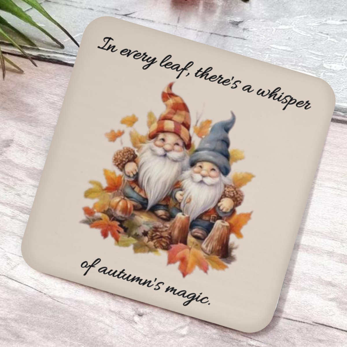 Gnome Lovers’ Delight: Whisper of Autumn Magic Drink Coaster