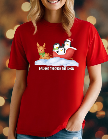 Dashing Through the Snow Holiday T-Shirt & Sweatshirt Collection – Festive Winter Apparel