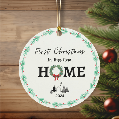 First Christmas in Our New Home Ornament - Festive Circle Keepsake for Holiday Celebrations"