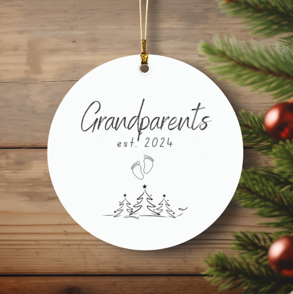 Celebrate New Beginnings with Our ‘Grandparents est. 2024’ Ornament – Ideal for Holiday Gifting