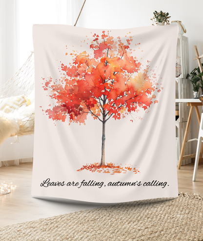 'Leaves are Falling, Autumn's Calling' Blanket/ Pillow - Perfect for Cozy Nights