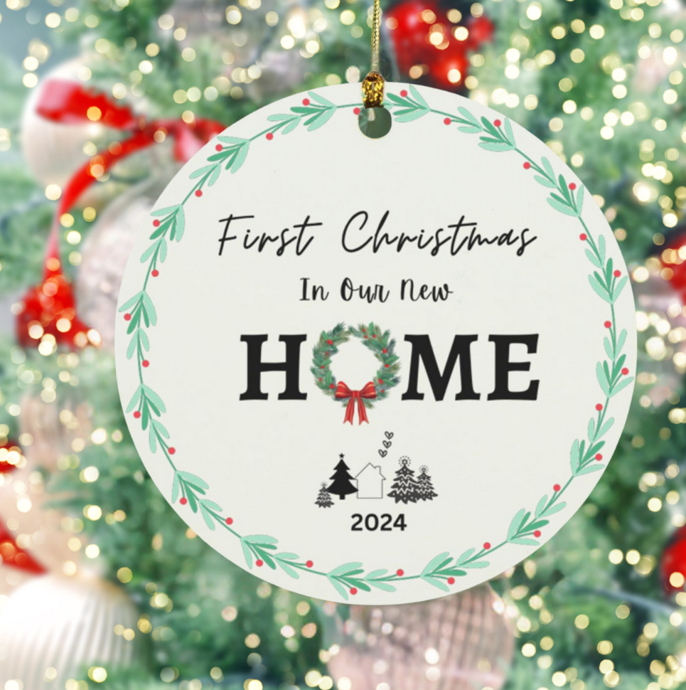 First Christmas in Our New Home Ornament - Festive Circle Keepsake for Holiday Celebrations"