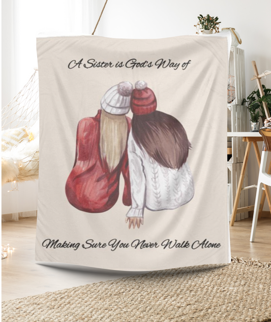 Never Walk Alone Blanket or Pillow  – Keepsake Gift for Sisters on Christmas or Birthdays