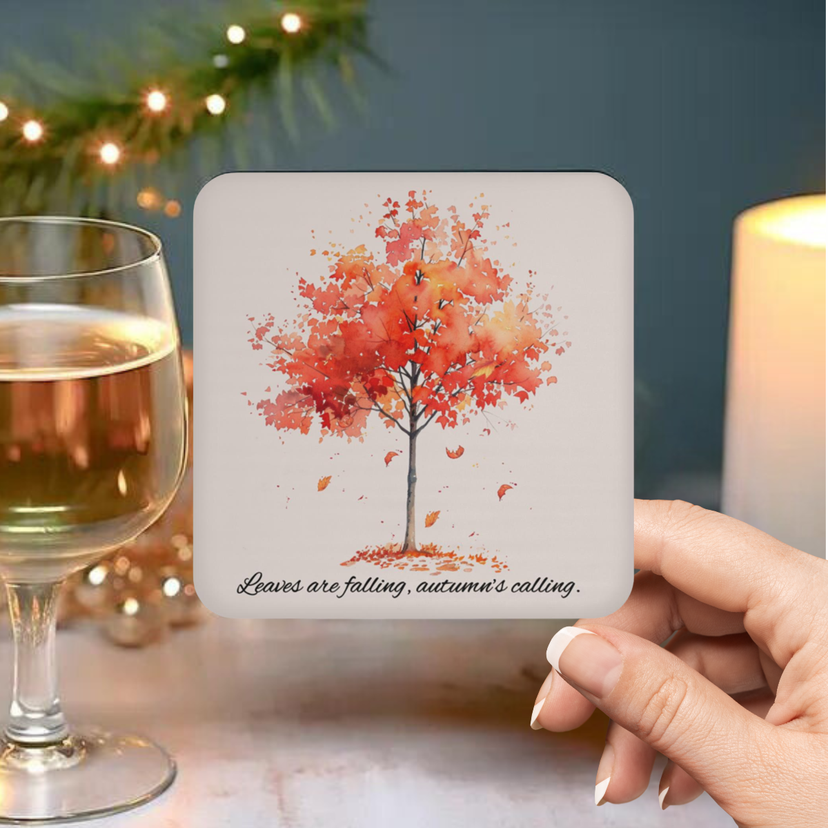 Seasonal 'Leaves are Falling' Coaster - Charming Fall Accessory