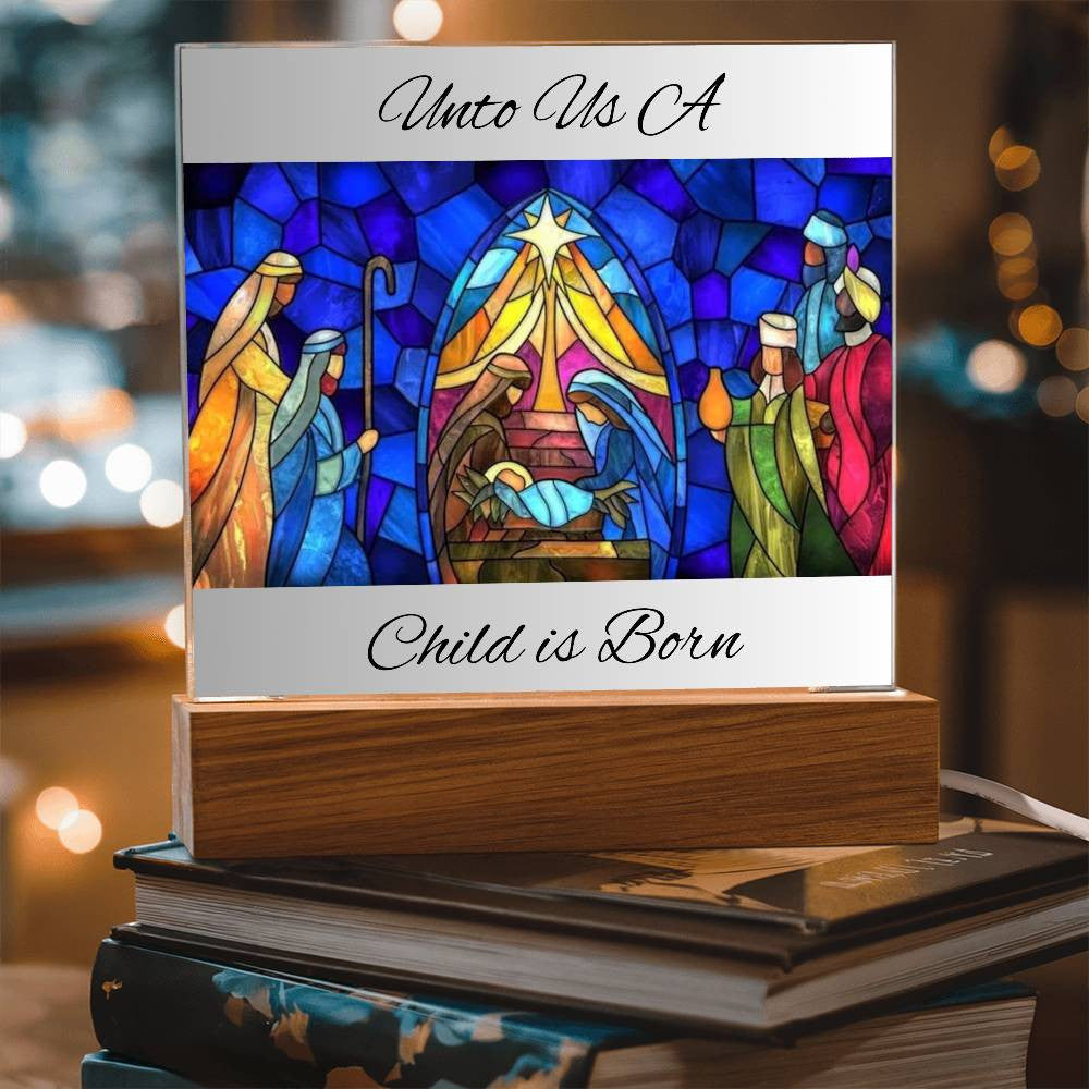 For Unto Us a Child Is Born Acrylic Nativity Scene – Celebrate the True Spirit of Christmas with Elegant Holiday Decor”