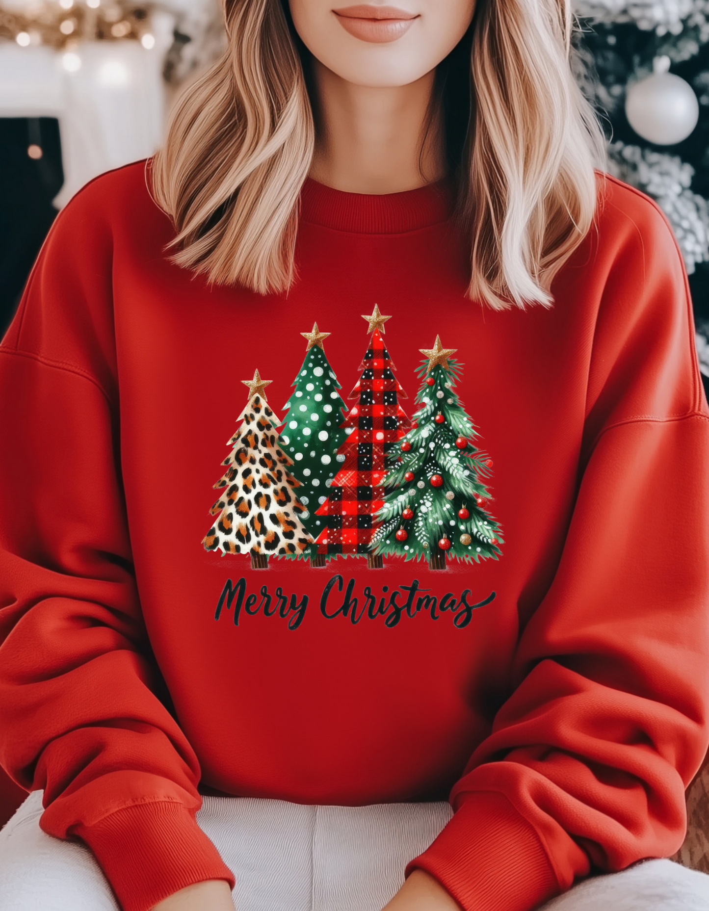 Merry Christmas Tree Collage T-Shirt & Sweatshirt – Holiday Cheer You Can Wear