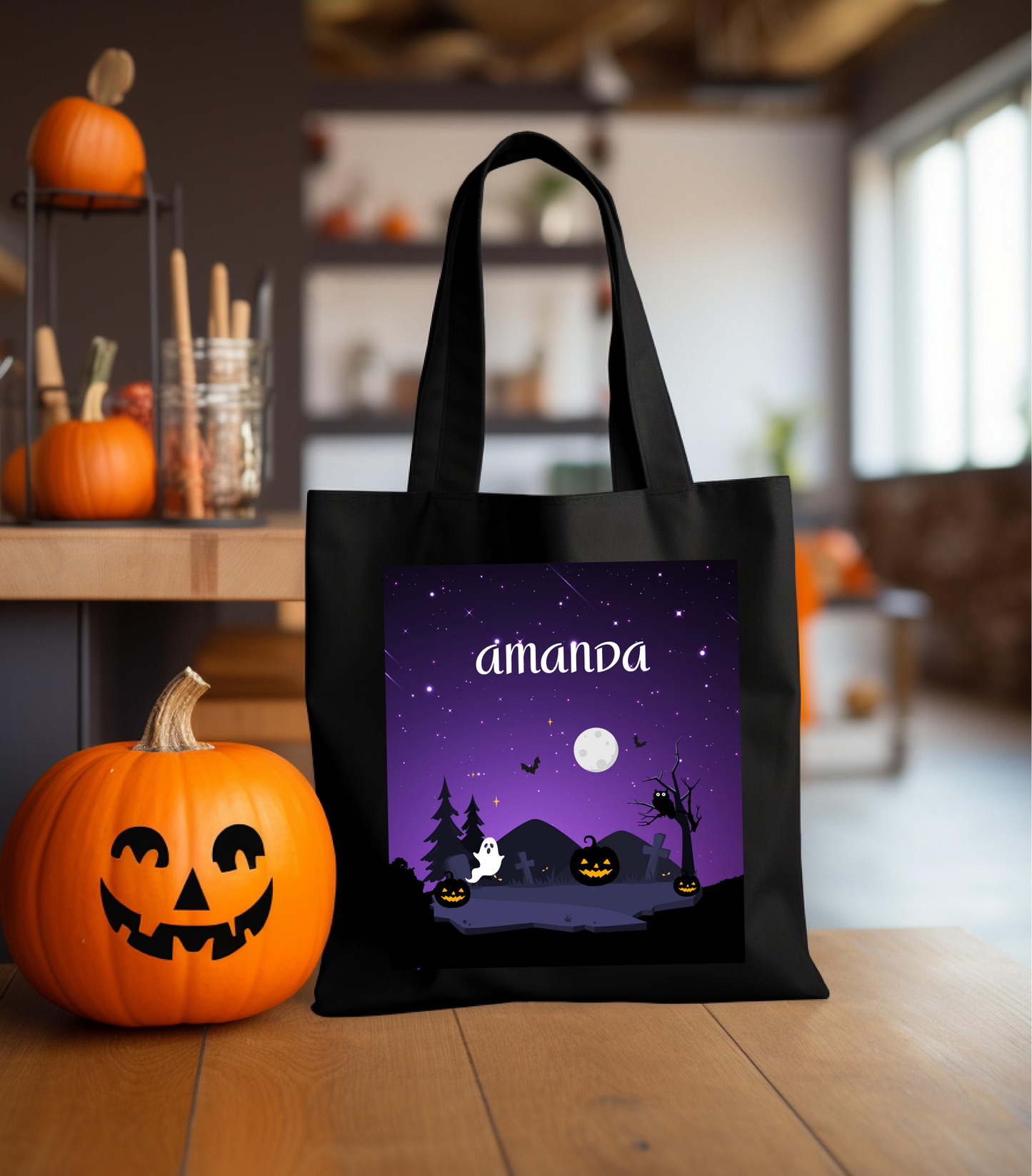 Personalized Halloween Tote – Perfect for Collecting Candy in Style