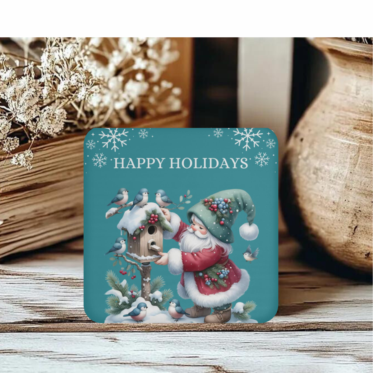 Charming Holiday Gnome Coaster – Ideal for Friends and Family Gifts