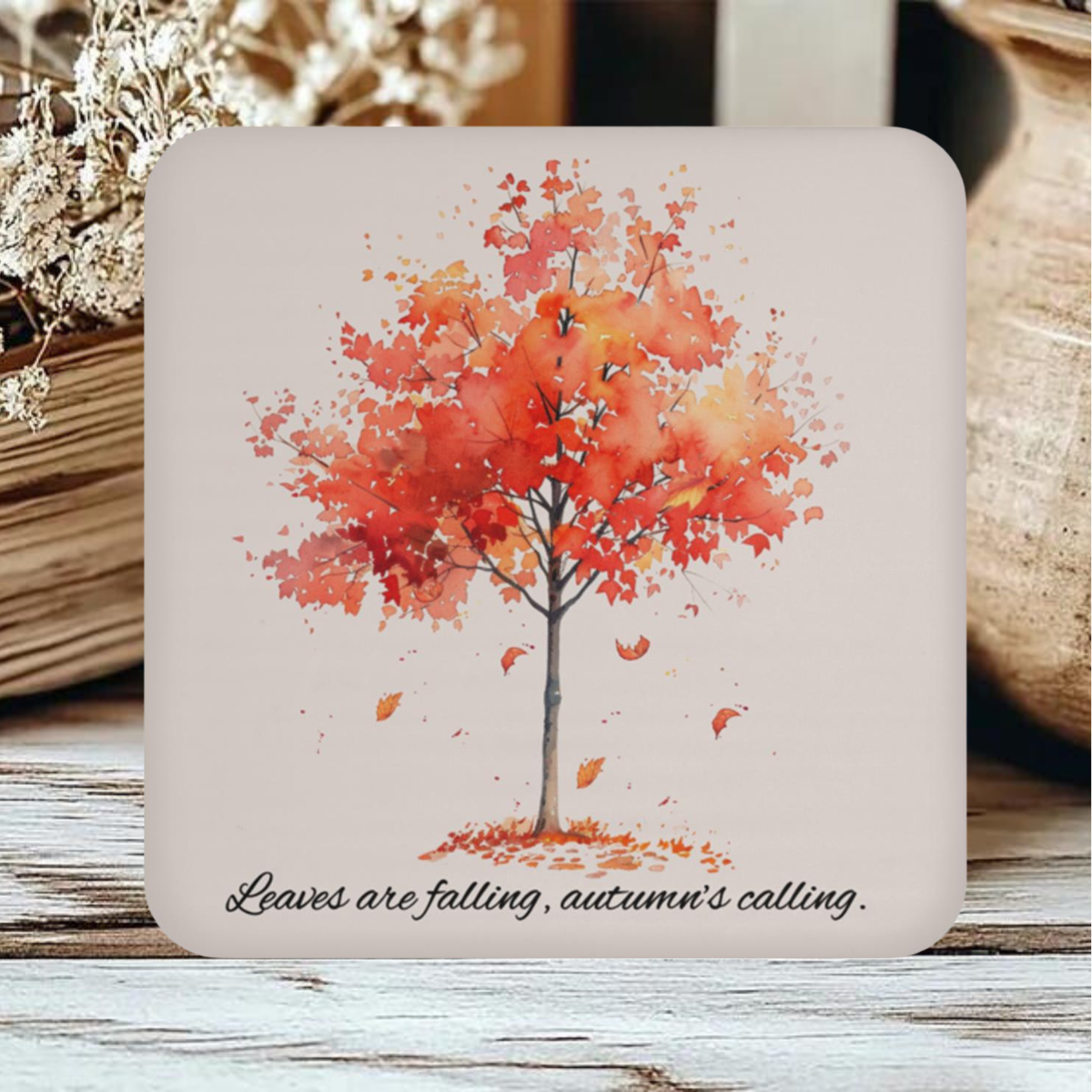 Seasonal 'Leaves are Falling' Coaster - Charming Fall Accessory