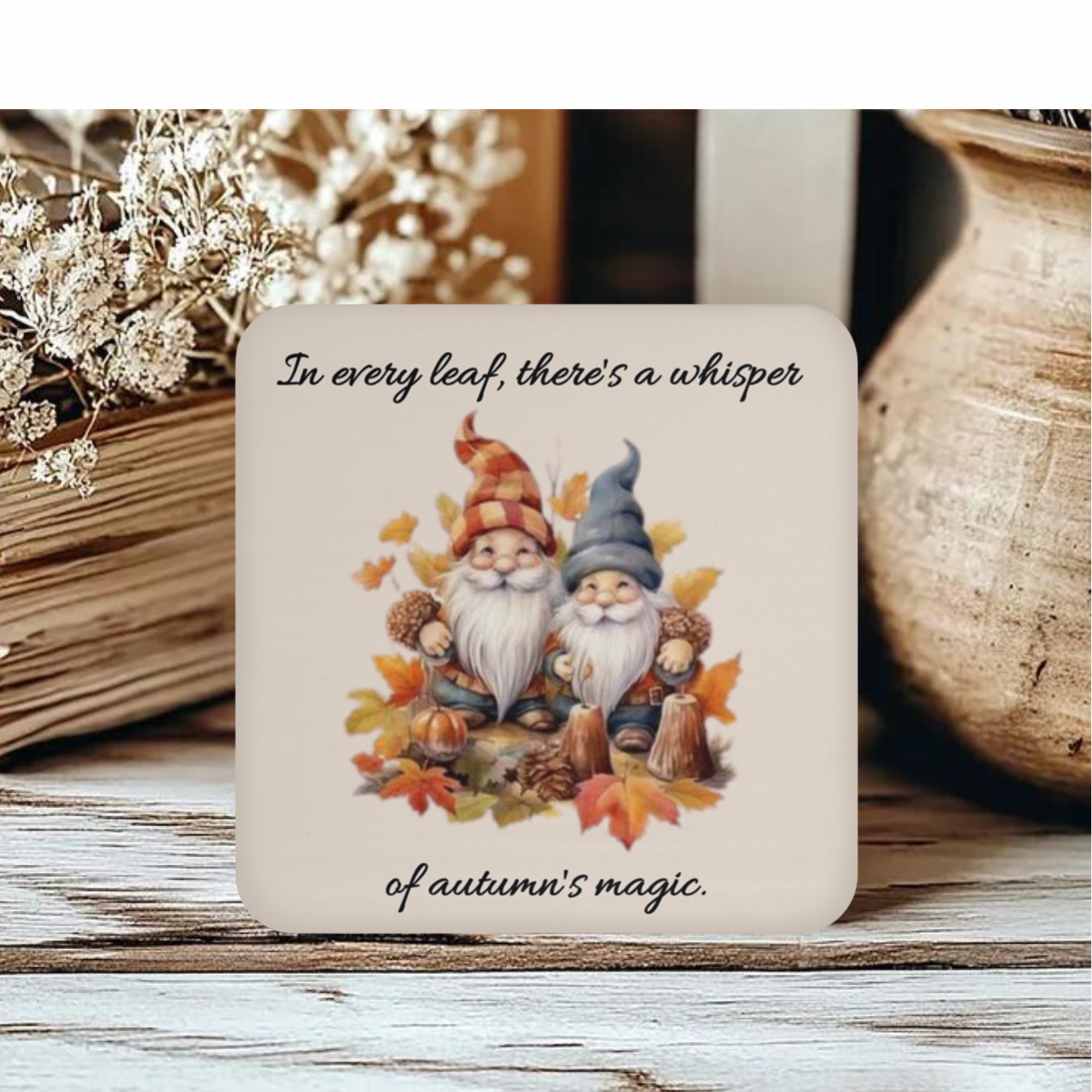 Gnome Lovers’ Delight: Whisper of Autumn Magic Drink Coaster