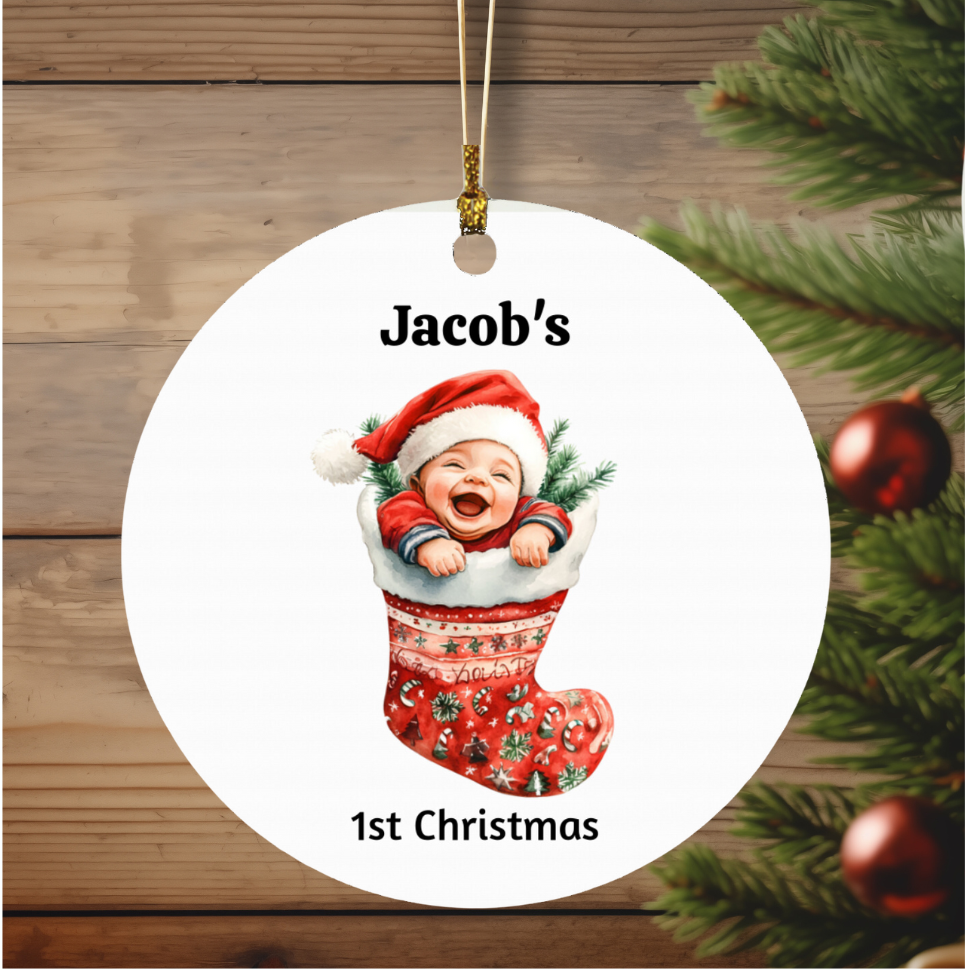 Baby’s 1st Christmas Stocking Ornament – A Personalized Keepsake for New Parents