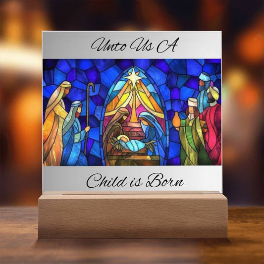 For Unto Us a Child Is Born Acrylic Nativity Scene – Celebrate the True Spirit of Christmas with Elegant Holiday Decor”