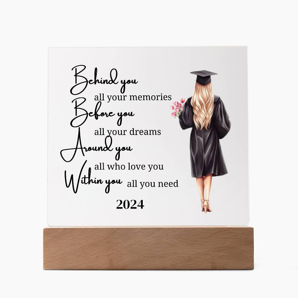 Behind You, Before You, Around You, Within You – Unique Graduation Night Lamp Gift  for Her