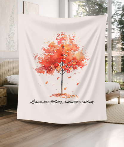 'Leaves are Falling, Autumn's Calling' Blanket/ Pillow - Perfect for Cozy Nights