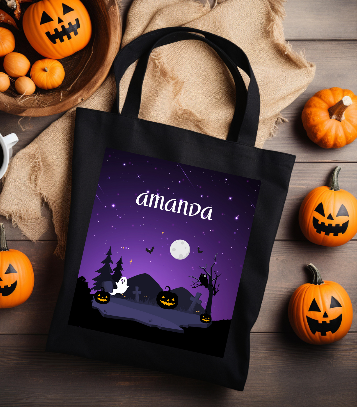 Personalized Halloween Tote – Perfect for Collecting Candy in Style