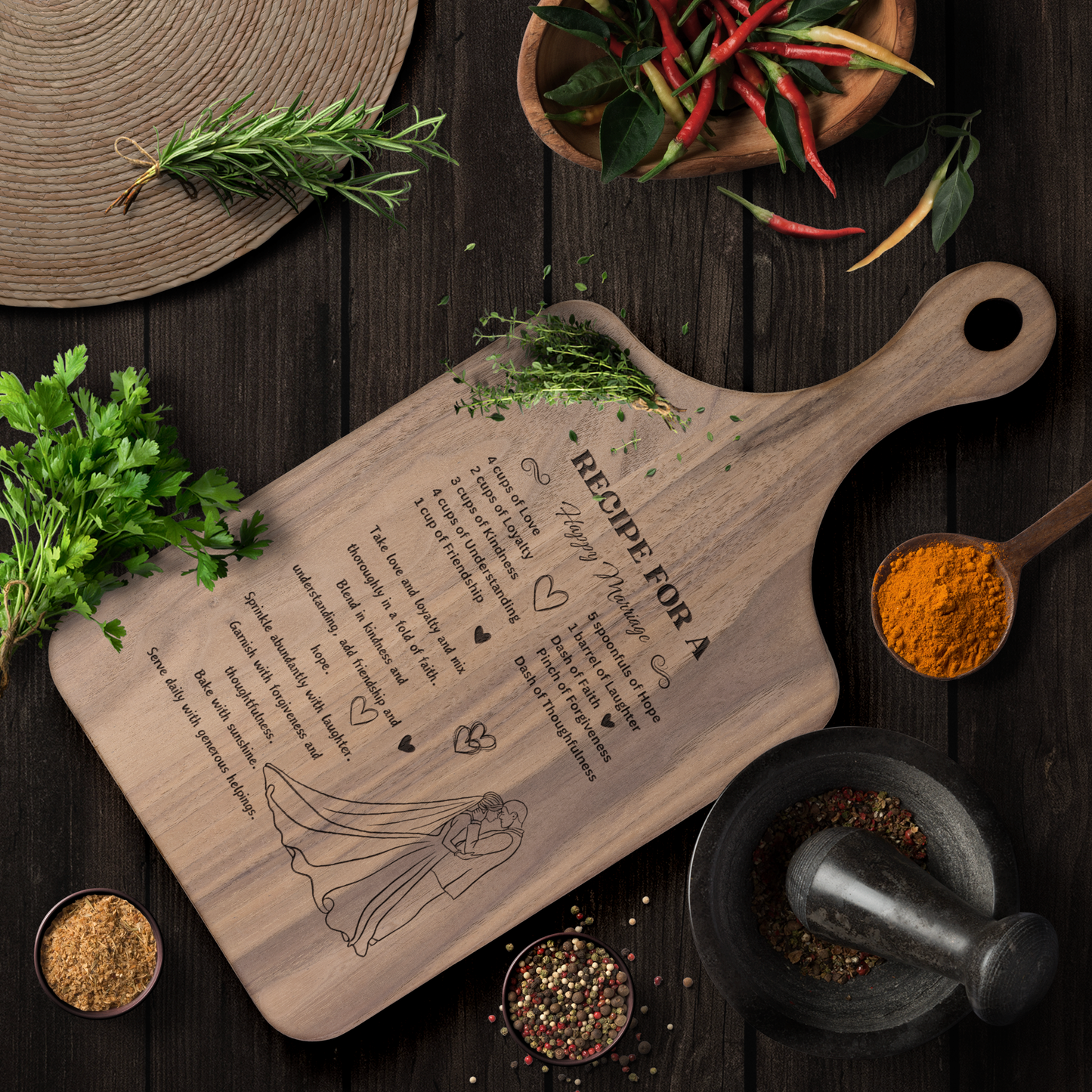 Elegant Wooden Cutting Board - Ideal Gift for Newlyweds