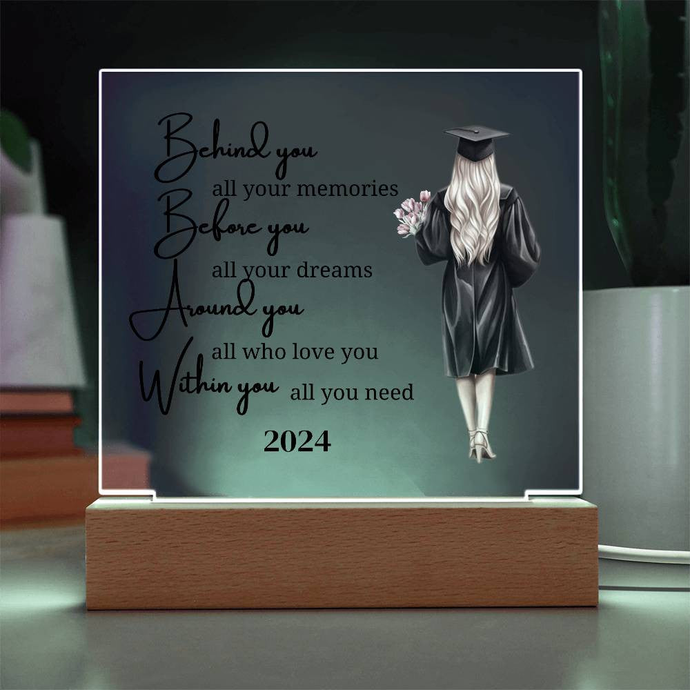 Behind You, Before You, Around You, Within You – Unique Graduation Night Lamp Gift  for Her