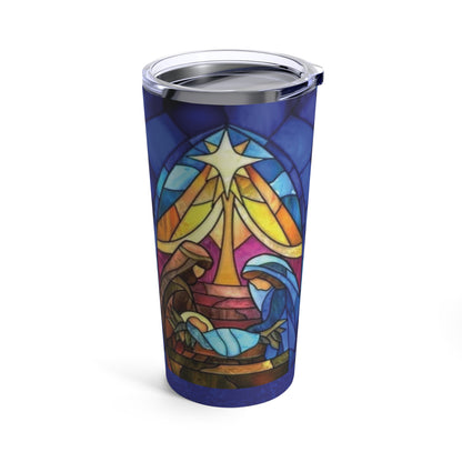 Stained Glass Nativity Scene Tumbler – Inspirational Christmas Gift for Family or Friends