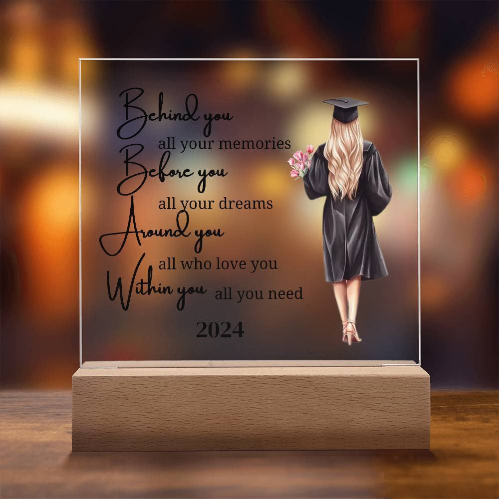 Behind You, Before You, Around You, Within You – Unique Graduation Night Lamp Gift  for Her