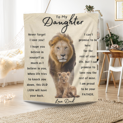 This Old Lion Blanket – Inspirational Gift from Dad to Daughter | Birthday, Christmas & Keepsake Gift