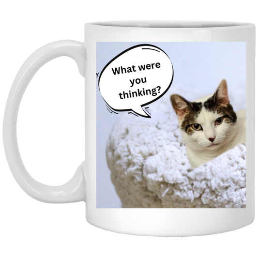 What Were You Thinking? Hilarious Cat Mug - A Must-Have for Cat Owners