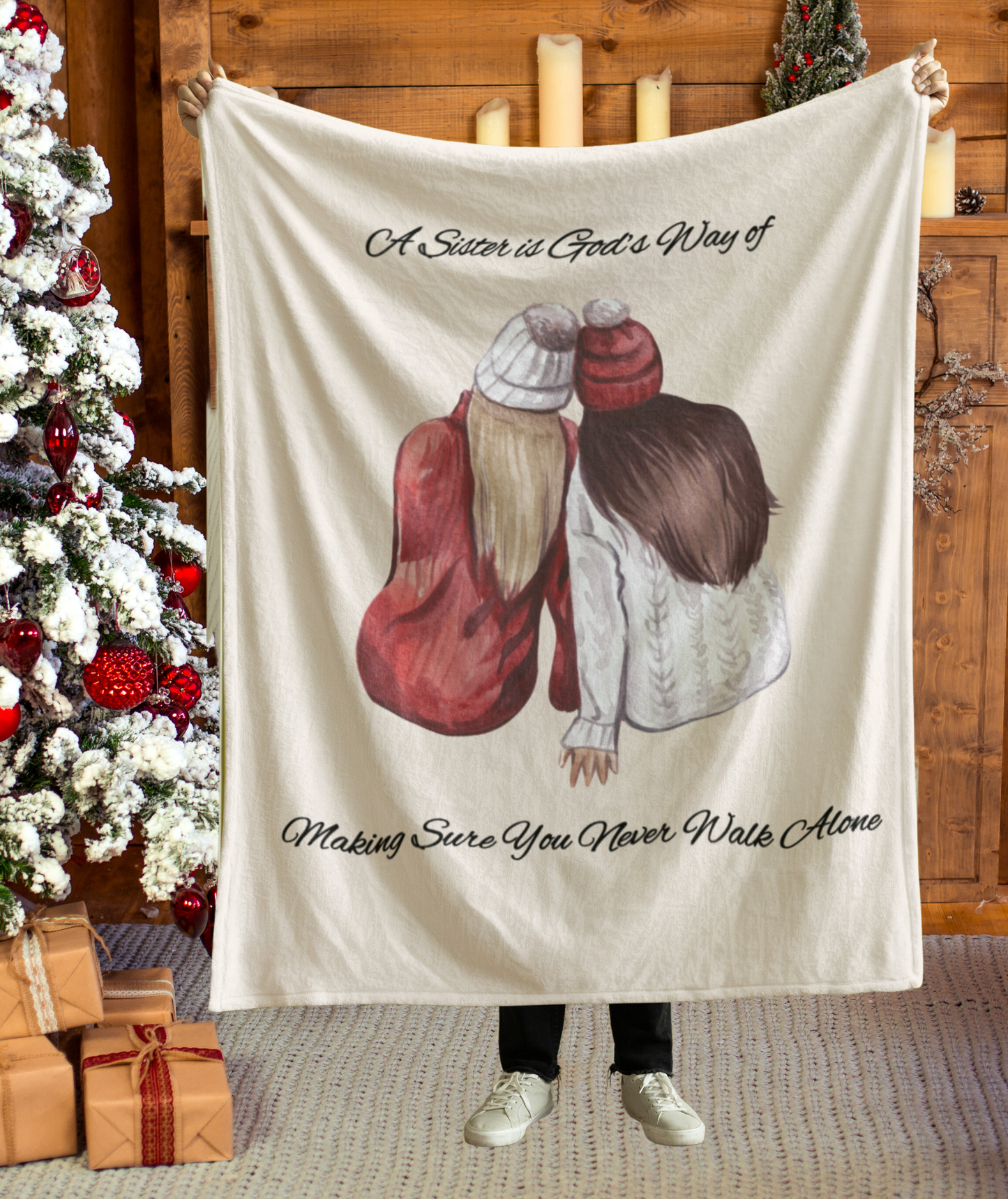 Never Walk Alone Blanket or Pillow  – Keepsake Gift for Sisters on Christmas or Birthdays