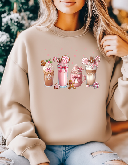 Christmas Coffee Tee & Sweatshirt – Pink Coquette Bow Holiday Style