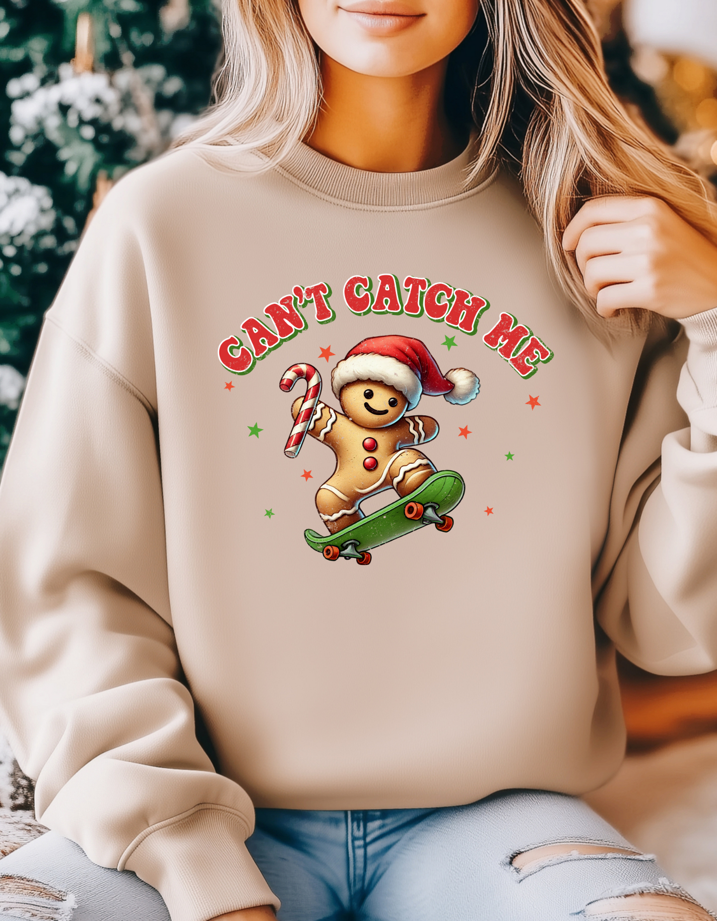 Can't Catch Me Gingerbread Man Tee & Sweatshirt - Cozy, Fun & Festive