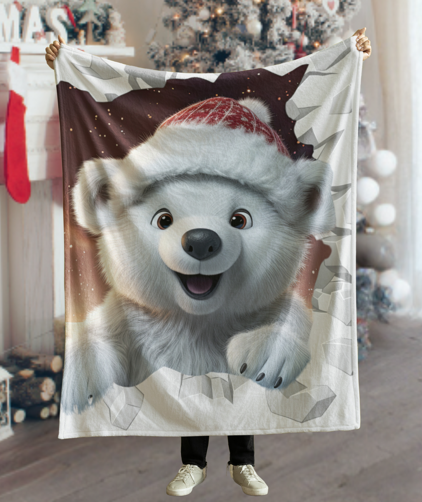 Charming Polar Bear Blanket – Ideal Christmas Gift for the Whole Family