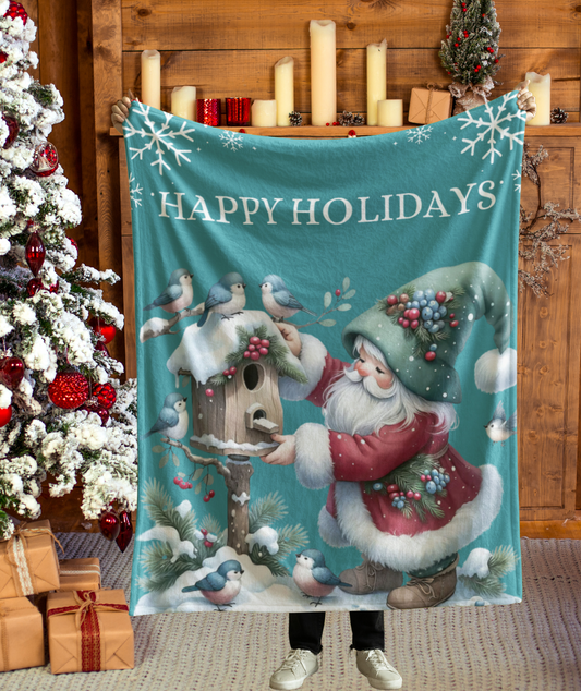 Happy Holidays Gnome Blanket