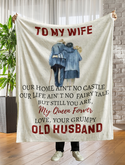 Our Home Ain't No Castle Blanket – Cozy Gift from Grumpy Husband to Wife, Perfect Christmas Surprise