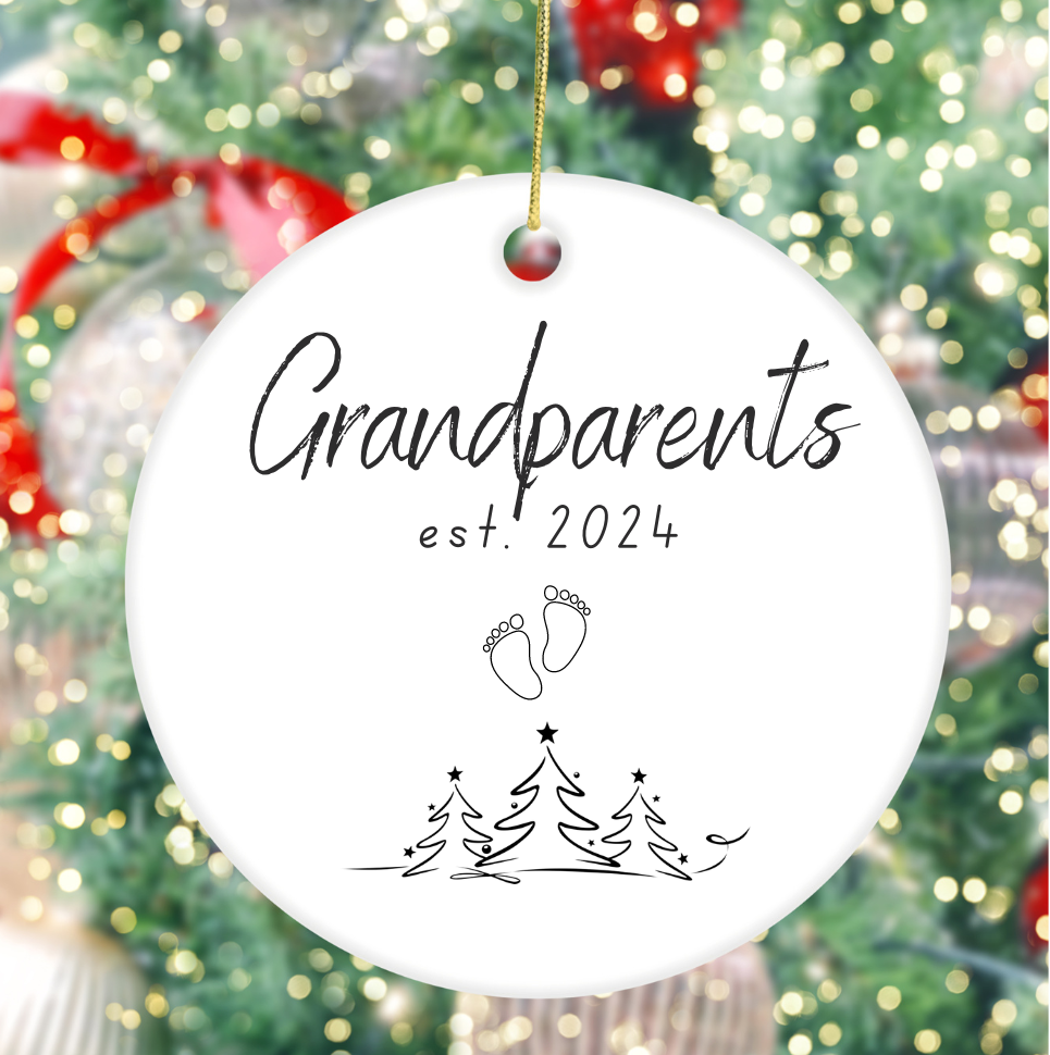 Celebrate New Beginnings with Our ‘Grandparents est. 2024’ Ornament – Ideal for Holiday Gifting