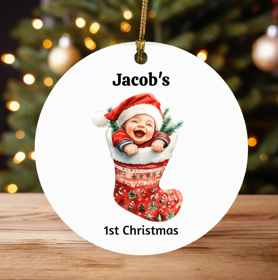 Baby’s 1st Christmas Stocking Ornament – A Personalized Keepsake for New Parents