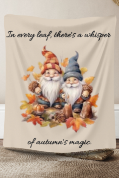 Cozy Autumn Gnome Blanket – Ultra-Soft Sherpa & Fleece | Fall Decor, Seasonal Gift & Cuddle Companion