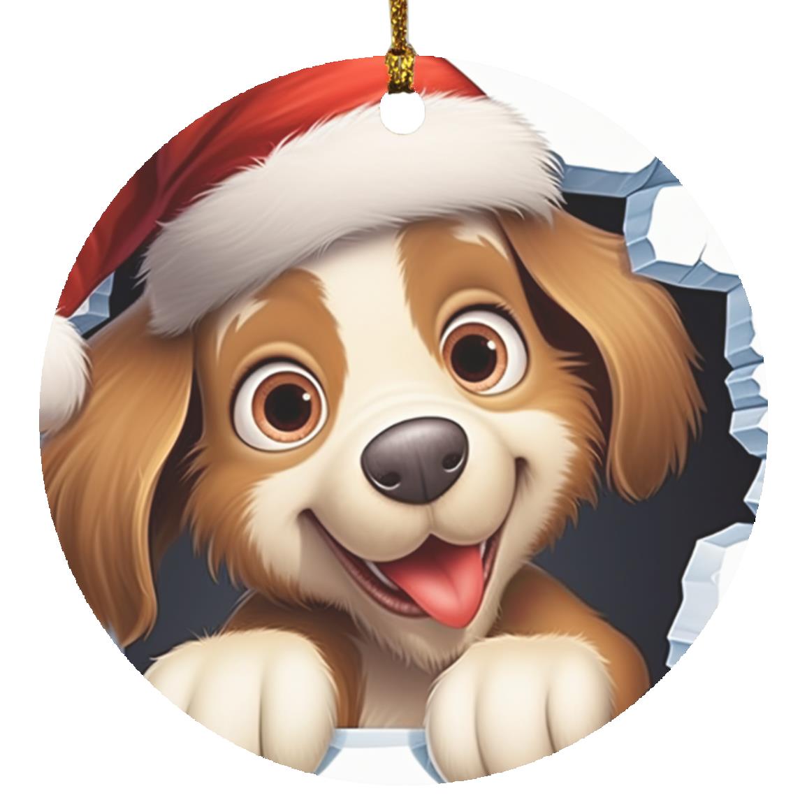 Adorable 3D Santa Puppy Ornament - Festive Cheer for Dog Lovers