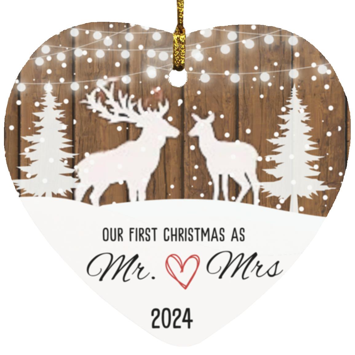 Celebrate Love with the 'First Christmas as Mr. and Mrs.' Heart-Shaped Ornament