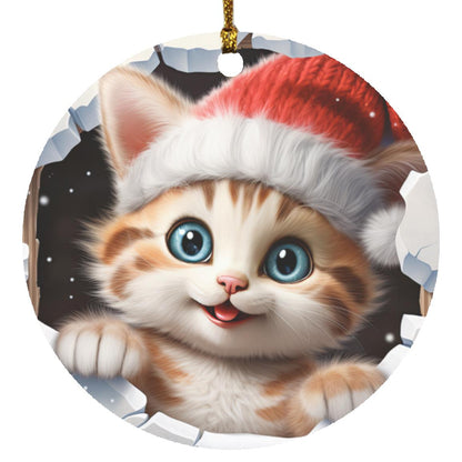 Playful 3D Santa Cat Ornament - Whimsical Holiday Decor for Cat Lovers