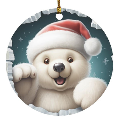 Add Whimsy to Your Holiday with the Santa Polar Bear Circle Ornament