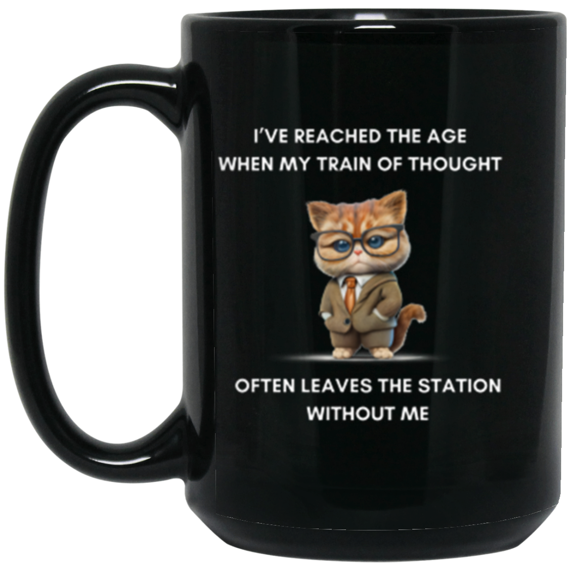 "Humorous Train of Thought Cat Mug - A Charming Gift for Cat Enthusiasts"