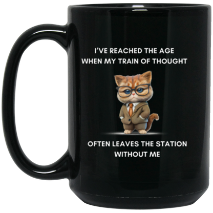 "Humorous Train of Thought Cat Mug - A Charming Gift for Cat Enthusiasts"