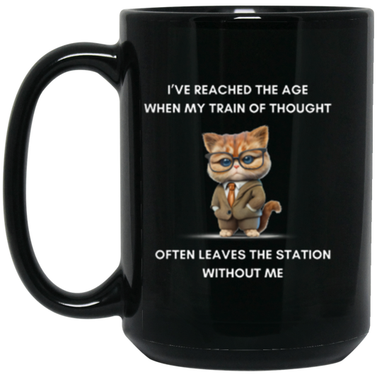 "Humorous Train of Thought Cat Mug - A Charming Gift for Cat Enthusiasts"