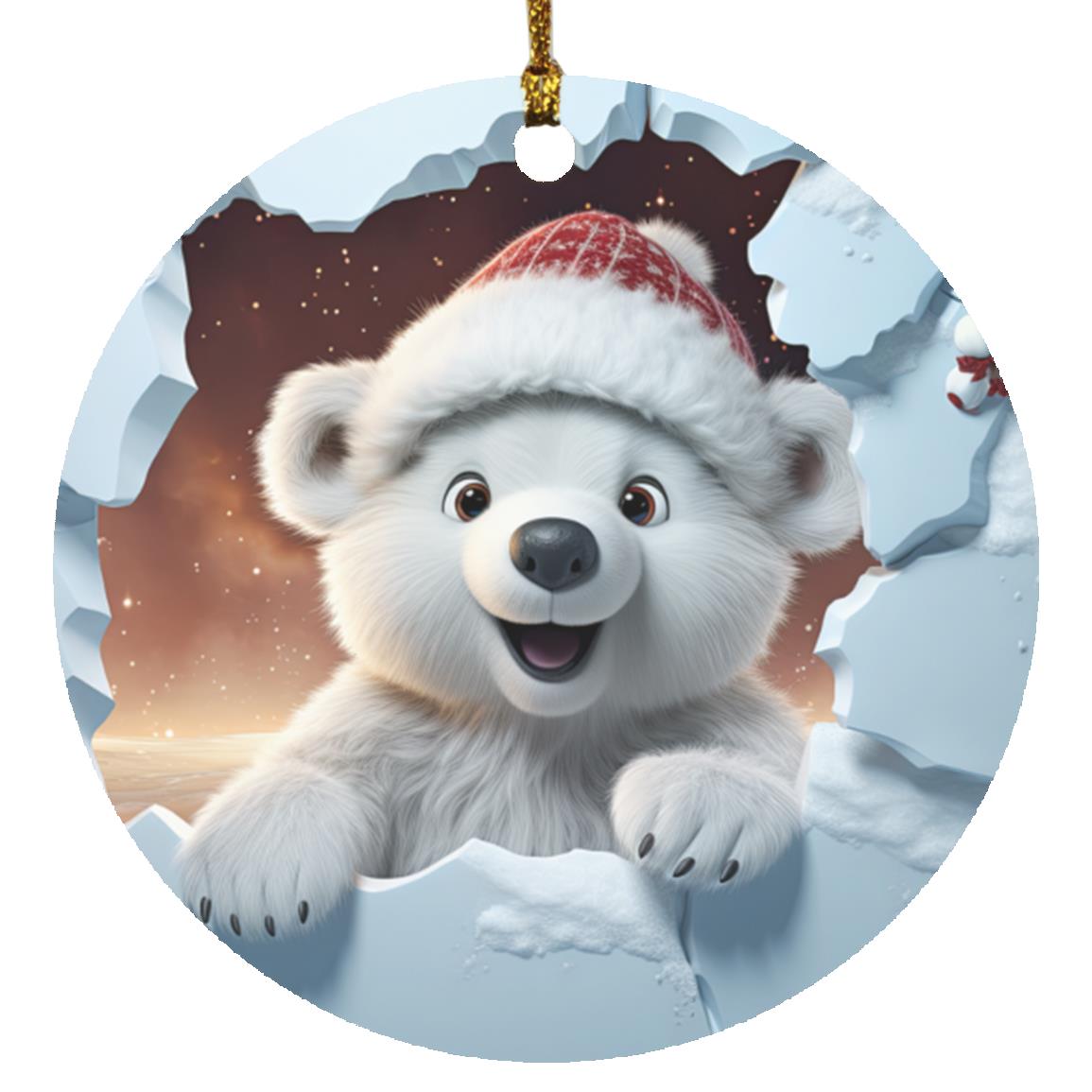 Adorable 3D Polar Bear Christmas Ornament - Perfect for Festive Holiday Décor